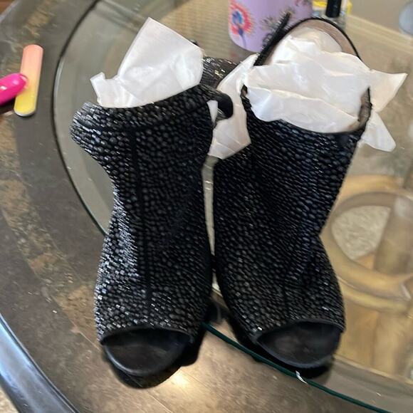 Shoes heels Jeffery Campbell heel strap open toe black size 8 pebbled, black . - Picture 4 of 7